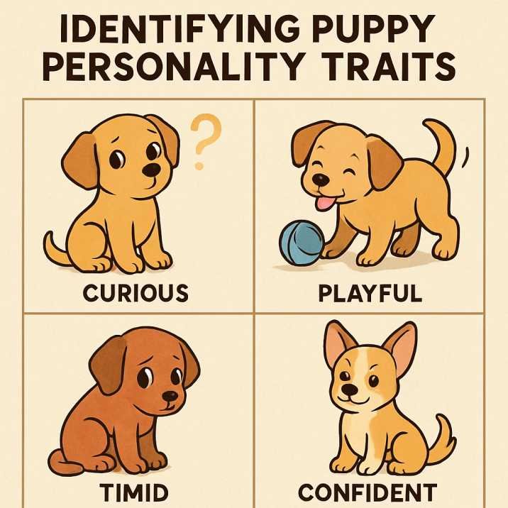 A chart illustrating various puppy personality traits, including playful, curious, and affectionate characteristics.
