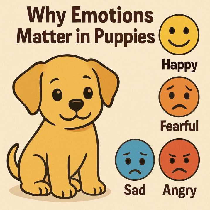 A puppy with expressive eyes, illustrating the importance of emotions in canine development and behavior.